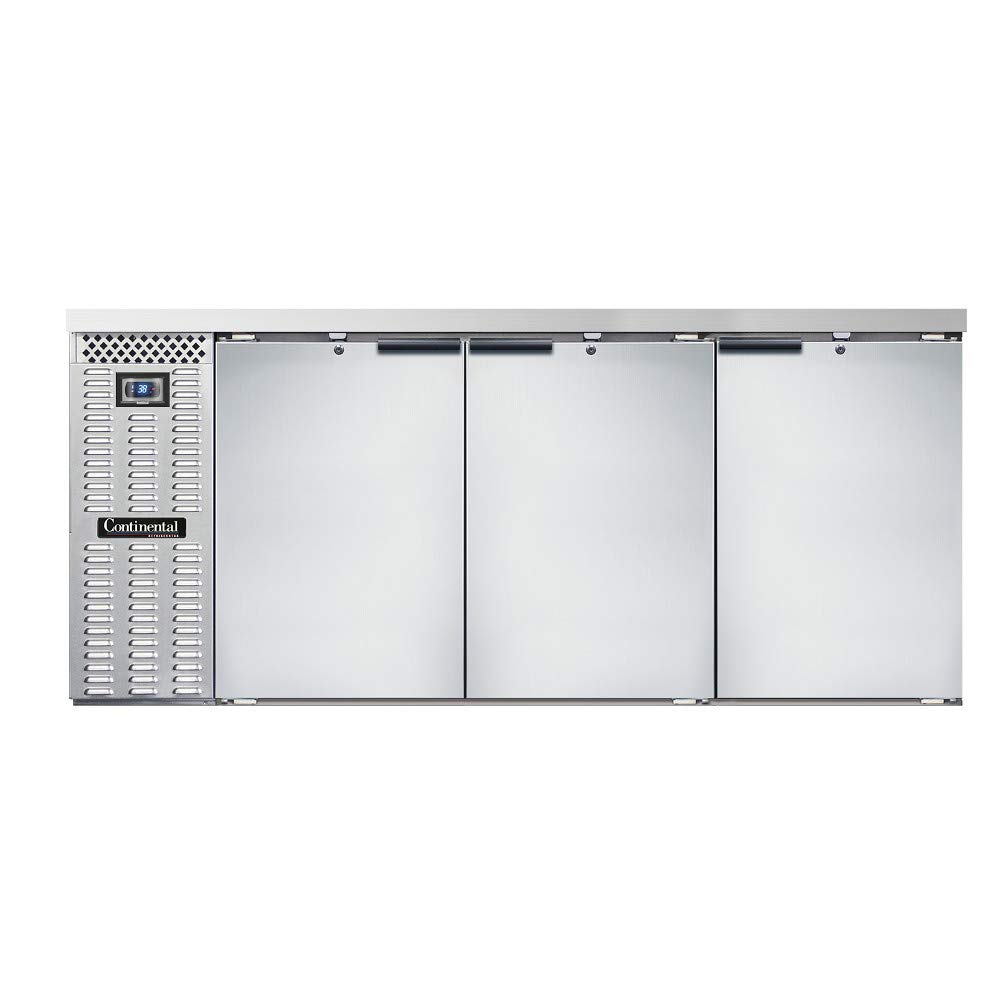 BBC79S-SS Three Section Refrigerated Back Bar Cooler by Continental Refrigerator – Stainless-Steel