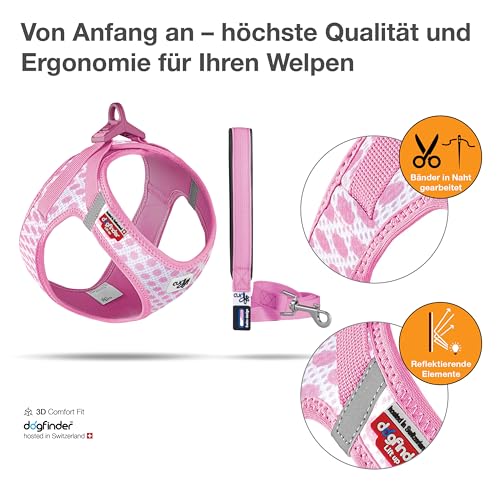 Vest Harness Air-Mesh Pink-Circles M & Leash L