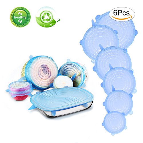 Silicone Stretch Lids Silicone Lid, 6-Pack Reusable Stretch Lids Silicone Food Lids of Various Sizes To Fit Containers, Silicone Food Covers Stretch Lids by Fomei