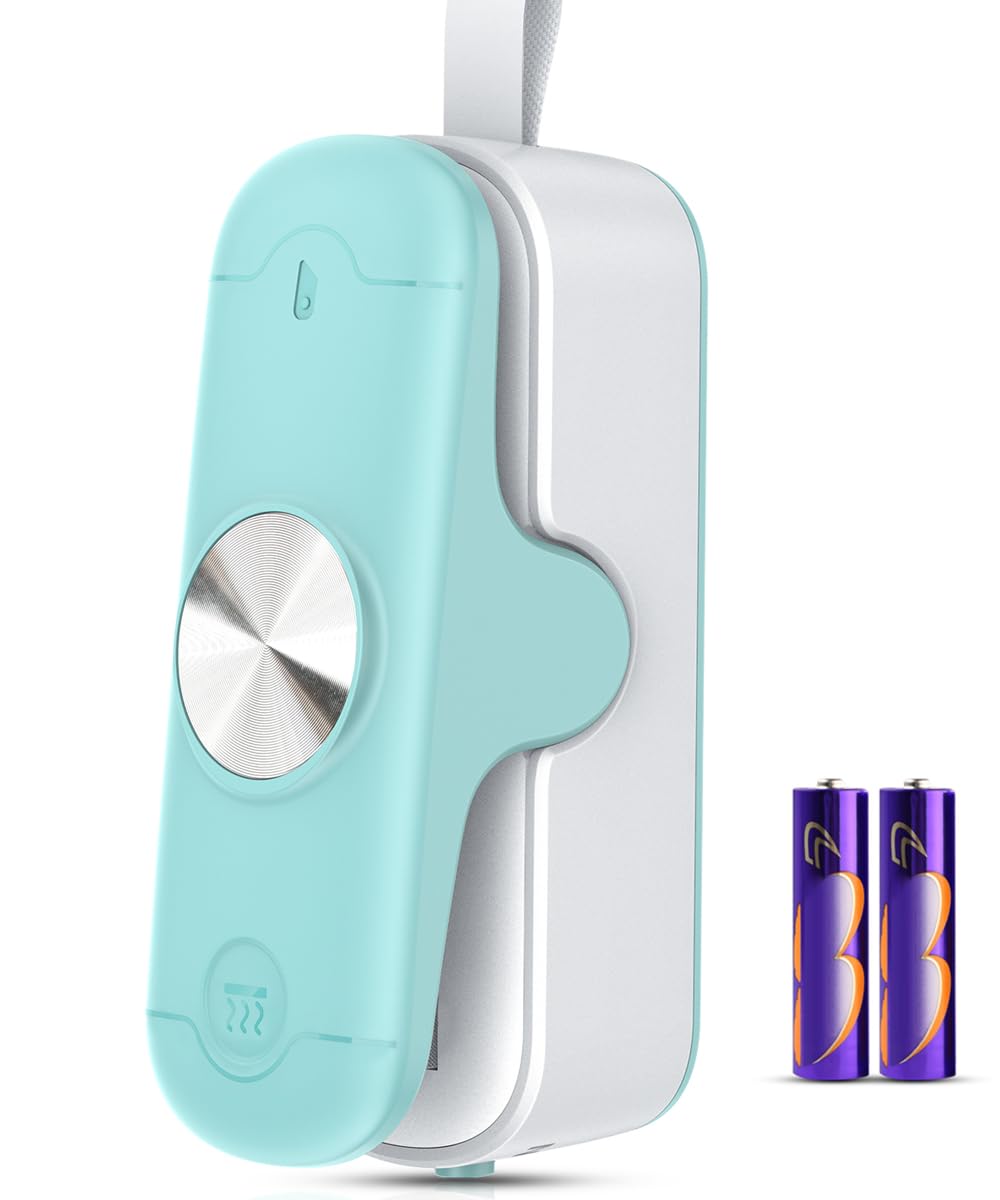 FEPPOBag Sealer, Mini Bag Sealer with Cutter 2 in 1 Heat Sealers, Portable Food Sealer Mini Sealing Machine Kitchen Gadget For Chip Bags Plastic Bags Food Storage (Battery Included)