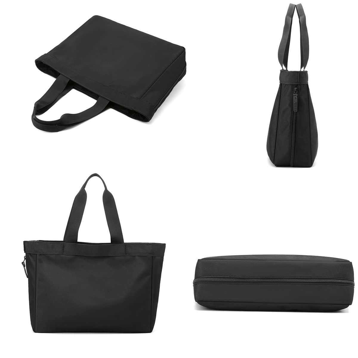 zhongningyifeng Hombres Bolsa Tote de 14 pulgadas portátil de nylon impermeable ligero de negocios Casual Negro Bolso para el Trabajo Escuela Viajes