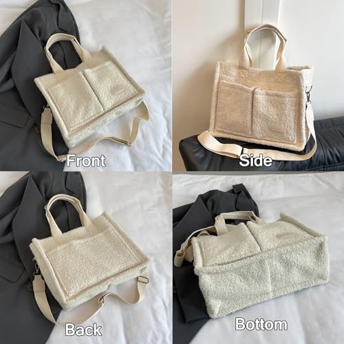 Image of Cherry Tote Bag for Women Canvas Patched Purse Cute Shoulder Bag Multi-Pocket Satchel Handbag for work travel