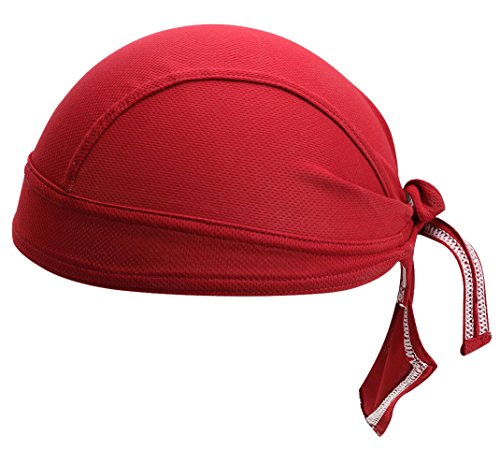 TESOON Outdoor Breathable Wicking Dew Rag Cycling Skull Cap Burgundy