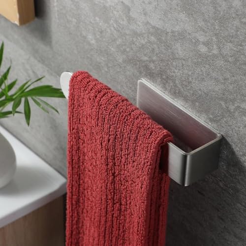 Towel Rack, Towel Rail Wall Mounted, Stainless Steel Hand Towel Holder, 22cm Self Adhesive Towel Rail for Bathroom Kitchen Home (Silver)