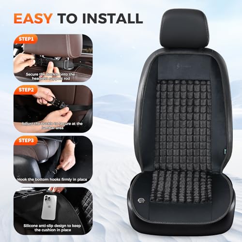 Image of FLORICH Luxury Car Seat Protector Plush Driver or Passenger Car Seat Cushion for Full Back and Seat, Black