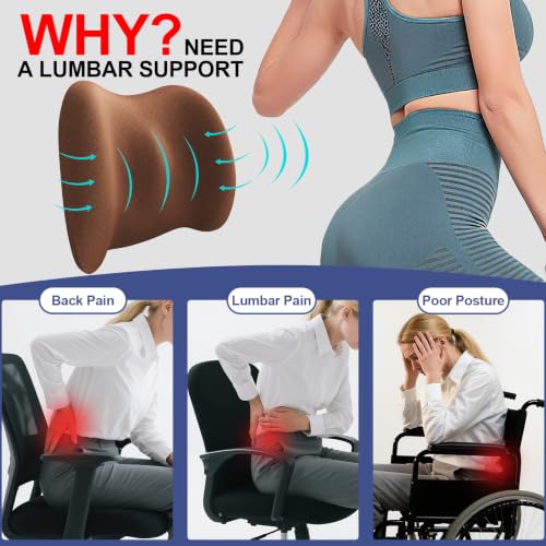 Image of BYMECOST Lumbar Support Pillow for Car, Memory Foam Car Back Cushion