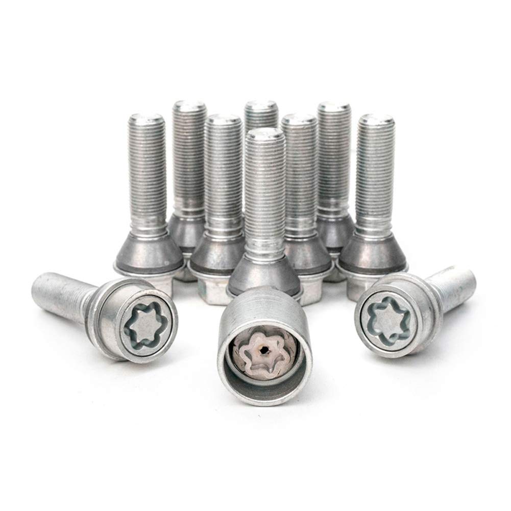 H&R Set Bulloni Ruota conici con rondella mobile M14x1.25 - Lunghezza 43mm - 10 Pezzi (pe. compatibile con BMW) - incl. Bulloni Antifurto