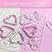 12Pack Heart Shaped Snap Hook Clip Key Holder, Premium Aluminum Keychain Clip, Carabiners Hook Clips with Keyring and Bead Chain, Backpack Clips for Outdoor Hiking Traveling Gift Idea (Pink, Silver)