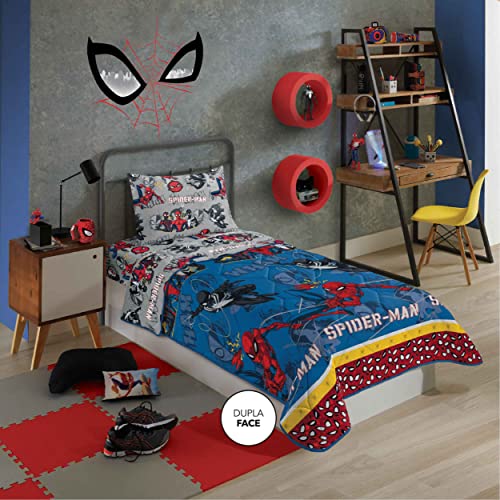 Edredom Dupla Face Microfibra Solteiro Estampado Spider Man 1,50 m x 2,20 m Com 1 peça