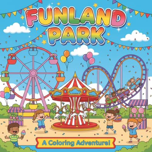 Funland Park: Coloring Book for Adults and Kids, Relaxing and Stress-free, Coloring for Grown-Ups: A coloring book