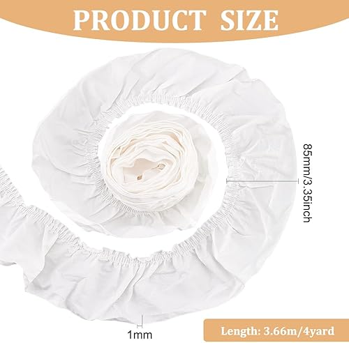 Miniatura 9 de FINGERINSPIRE Cinta de gasa plisada blanca crema de 4 yardas de 6.7 pulgadas de ancho, de poliéster, plisada, cinta de encaje elástico, borde