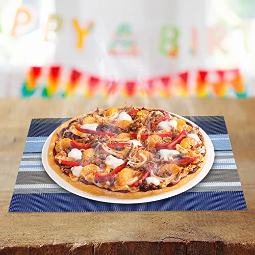 Myhomebody Vinyl Plastic Placemats, Wipeable Placemats, Pvc Placemats, Placemats Wipeable, Placemats For Dining Table Wipeable, Woven Placemats Rectangular, 17.7" X 11.8", Ocean Stripes, 6 Pcs #TOP3