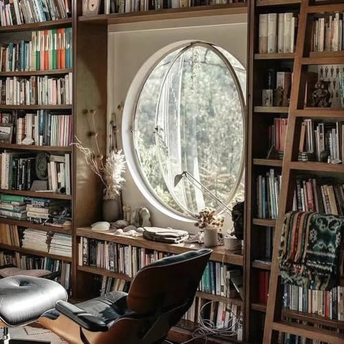 Twhzsai Finestra Rotonda Girevole In Lega Di Alluminio, Finestra A Oblò In Vetro Temperato Con Maniglia, Finestra A Battente Per Cucina E Arredamento Per La Casa, Bianco 3,65 Cm/25,5 Pollici - 6