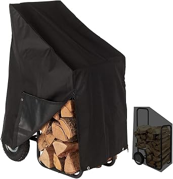 Firewood Log Cart Cover Only Waterproof Heavy Duty Outdoor Firewood Protector with Zipper Wood Rack Storage Cover