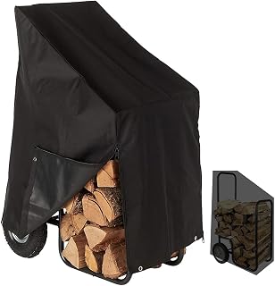 COOSOO Firewood Log Cart Cover Only Waterproof Heavy Duty Outdoor Firewood Protector with Zipper Wood Rack Storage Cover