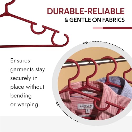 Image of Kuber Industries Pack of 40 Hangers | Multi-Purpose Hangers for Wardrobe-Almirah-Cabinets-Closet | Plastic Cloth Hanger for Trouser-Skirts-Coat-Dresses-Ties | 103 | White & Maroon