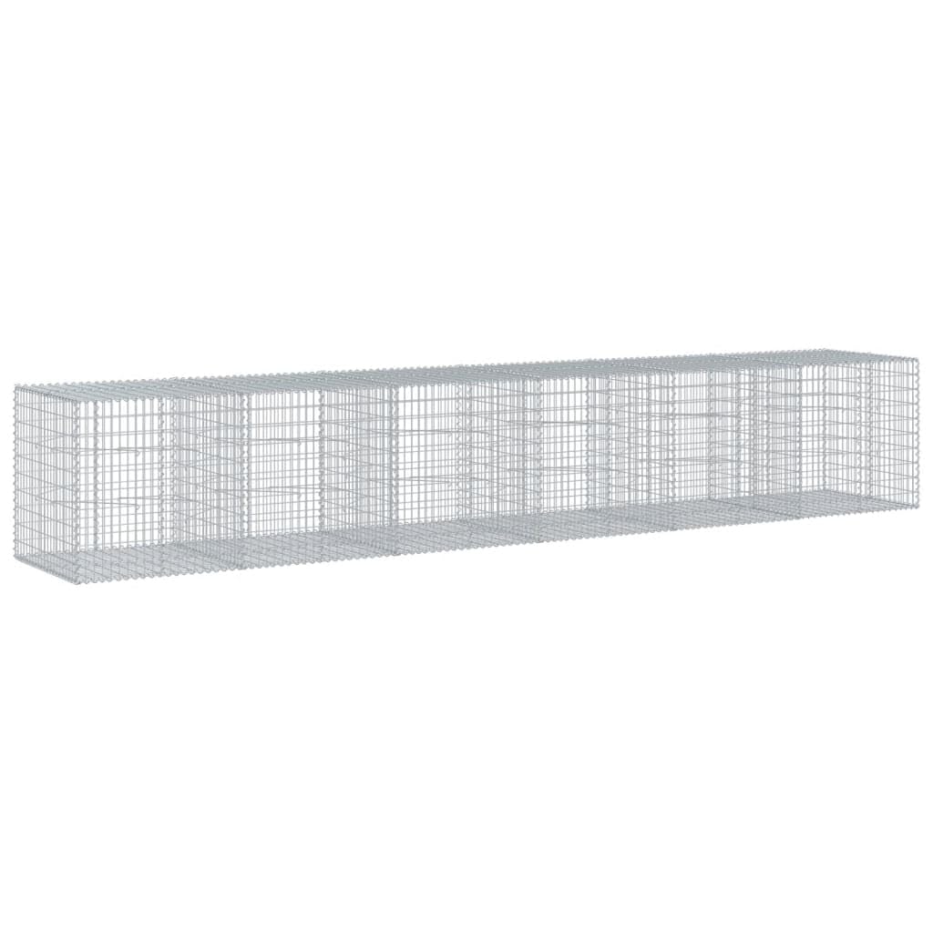 Gavión con tapa, 600 x 100 x 100 cm, cesta de piedra, hierro galvanizado | Cesta de piedra resistente para jardín y exterior para diseñar paredes de privacidad y muros de contención resistentes.