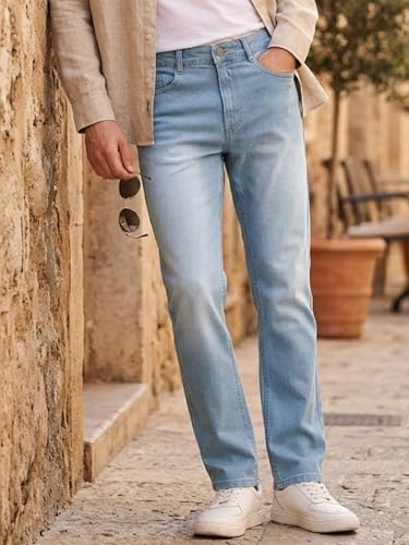 Image of Urbano Fashion Men's Straight Fit Washed Jeans Stretchable