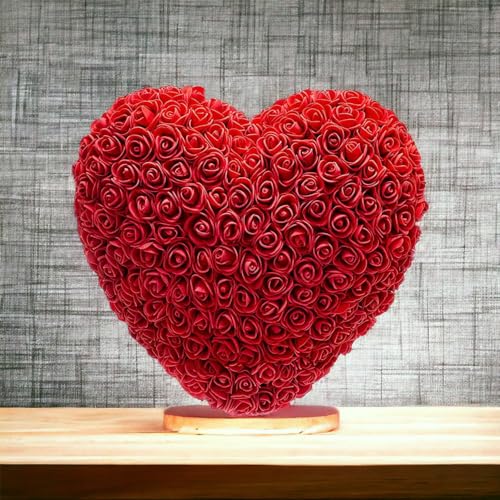 GMM Kunstrozenhart hart in doos geschenkdoos romantisch idee voor haar / hem Valentijnsdag vriendin of verjaardag vrouw Moederdag (rood) - Afbeelding 4