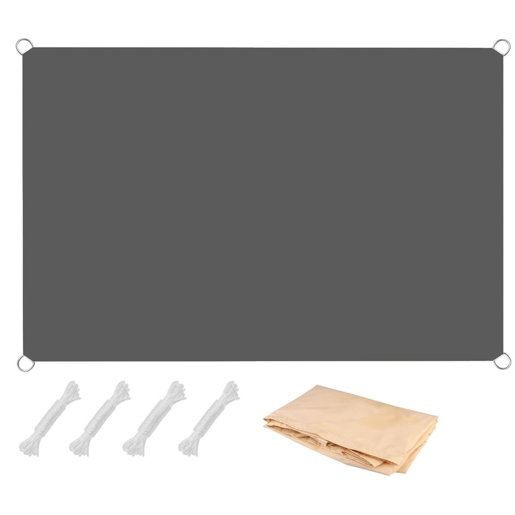 Sun Shade Sail 7.5 x 8 m Pes Polyester 98% UV Block Sunscreen Canopy Sunsail with Ropes for Outdoor Garden Patio Party, Dark Grey