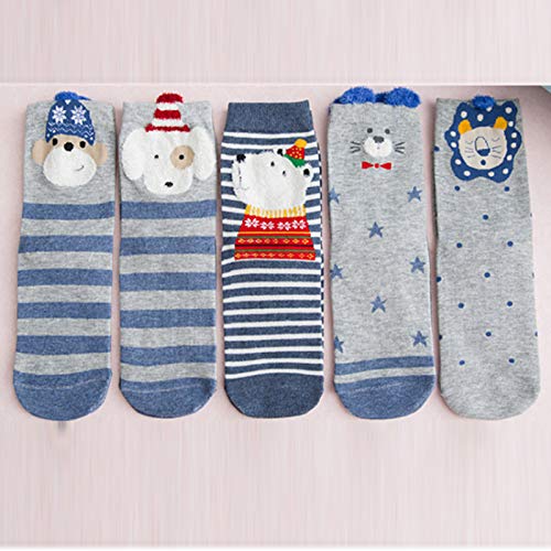 GCBTECH - Calcetines para mujer (5 pares, con dibujos animados tridimensionales, cómodos) rayas Talla única