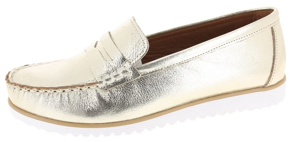 Andrea Conti Women's Ballerinas Ballet Flat, Gold, 7.5 UK