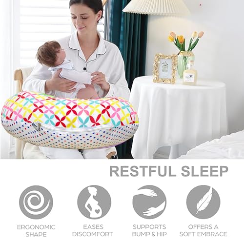 Image of VParents Multipurpose Baby Feeding Nursing Cum Maternity Pillow for New Born Cotton, Recommended for Maternity, Nursing, Medical Mite (Flower) 110496