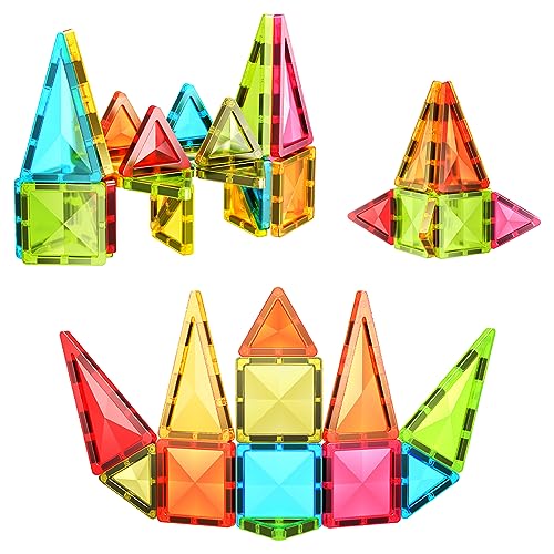 Image of PicassoTiles 36pcs Mini Size Magnetic Tiles Magnet Toys Diamond Series Sensory Construction Building Blocks Set STEM Learning Travel Size Educational Toy for Kids Boys Girls Toddlers Age 3+ PTM36