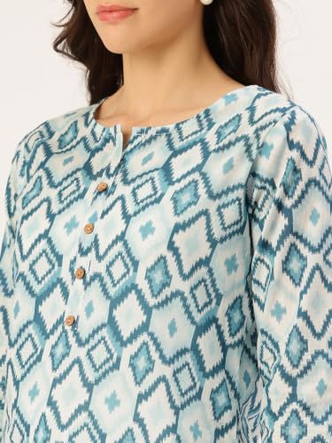Image of feranoid Printed Top with Round Neck & 3 /4 Sleeves (S-XXL)