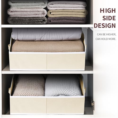 Image of Homsorout Clothes Organizers and Storage - Fabric Cube Bins with Handles, Storage Baskets for Shelves, Trapezoid Collapsible Boxes for Home, Dorm, Office, 10 Pack, Beige