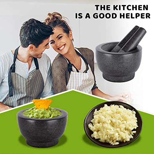 Comie Mortar And Pestle Set,Heavy Duty,Unpolished Granite,6Inch-2Cup Capacity,Grinder For Spices And Seeds,Grinding,Crushing And Mashing Spices,Nuts,For Guacamole,Garlic Sauce,Black. #TOP5