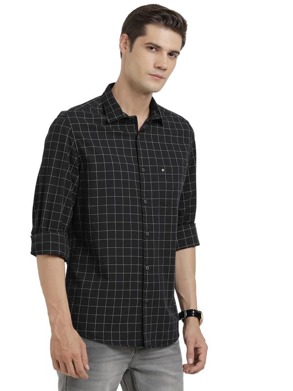 Image of Turtle Men 100% Cotton Slim Fit Check Full Sleeve Casual Shirt