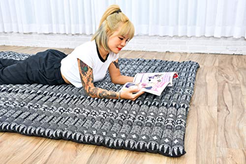 Image of Leewadee - Foldable Floor Mattress - Japanese Roll Up Futon -Trifold Tatami Mat- Guest Floor Bed - Camping Mattress - Thai Massage Mat, Kapok Filled, 75 x 57 inches, Black
