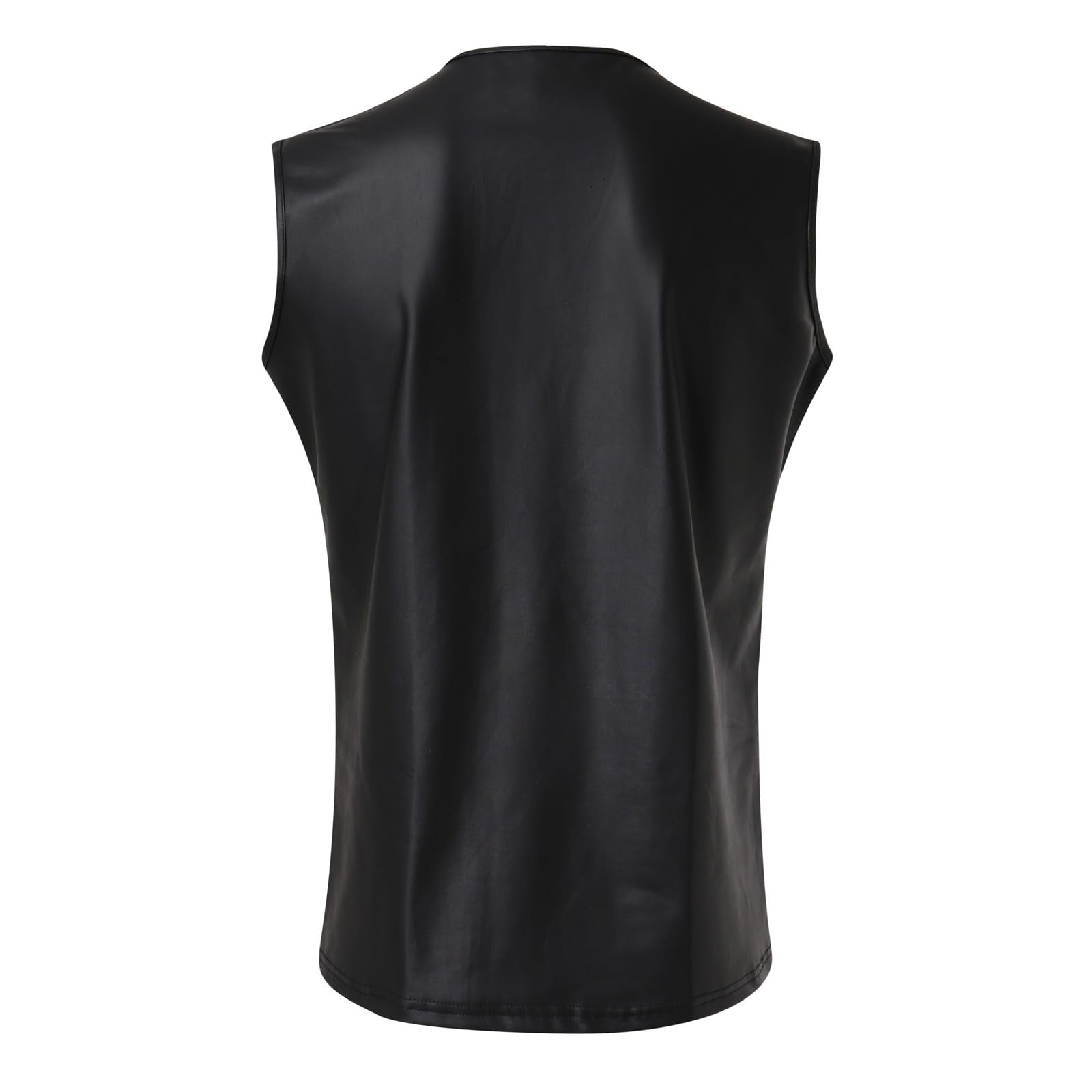 Latex Similaire Swinger-Club Kinkywear Débardeur Slim Fit Wetlook Top Maillot de corps en cuir verni Manches courtes Tenue Kinky Chemise en maille Chemise en maille Clubwear Techno Tenue pour hommes