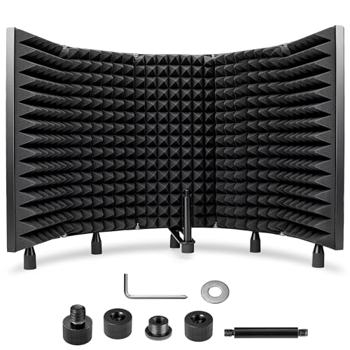 CAHAYA 5 Panel Mikrofon Isolation Schallschutz: 180° Einstellbare Mikrofon Pop Filter Schallabsorbierend, Faltbar Mic Isolation Schild für Aufnahmestudio Aufnahmen