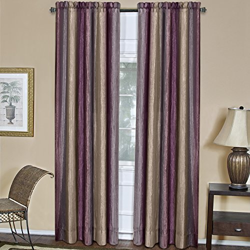 Achim Home Decor Rideau de fenêtre semi-transparent filtrant la lumière – 213 cm de long et 127 cm de large – Aubergine – Rideaux en polyester doux...