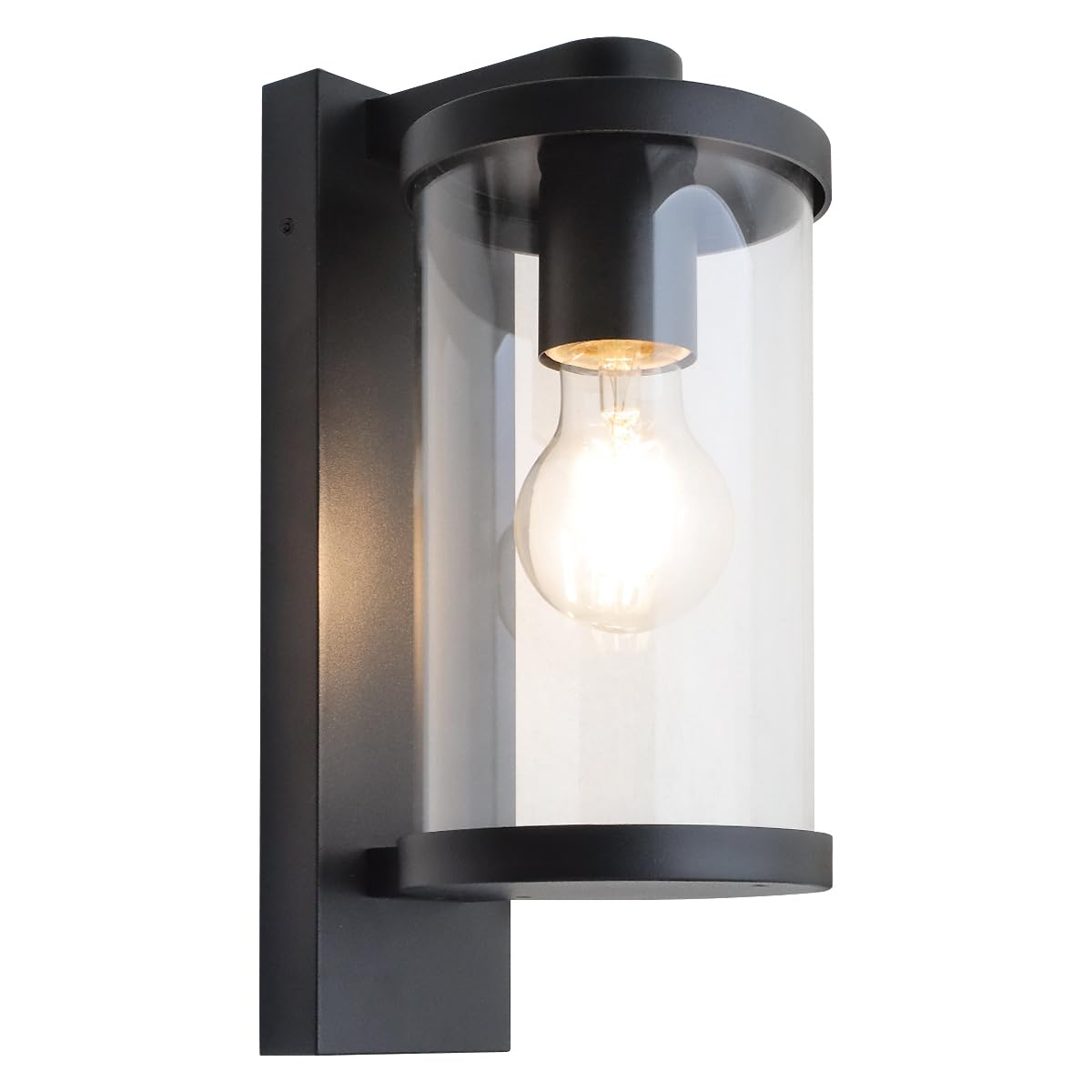 Long Life Lamp Company Outdoor Wall Lantern Clear Glass Diffuser Garden Wall Light Black Porch Lantern ZLC 378 with LED 4w Warm