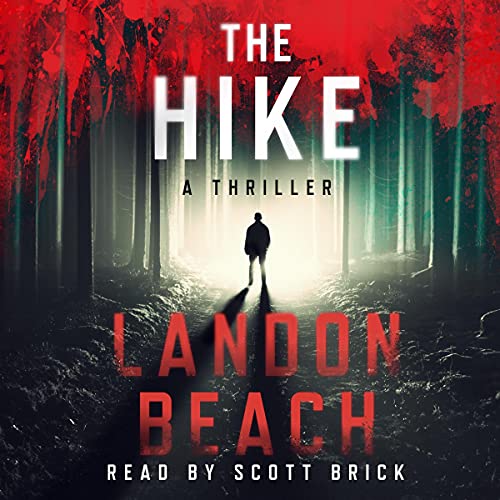 The Hike: Great Lakes Saga, Book 4 audiobook cover depicting a man going towards a bright light somewhere far away into a woods with read leaves