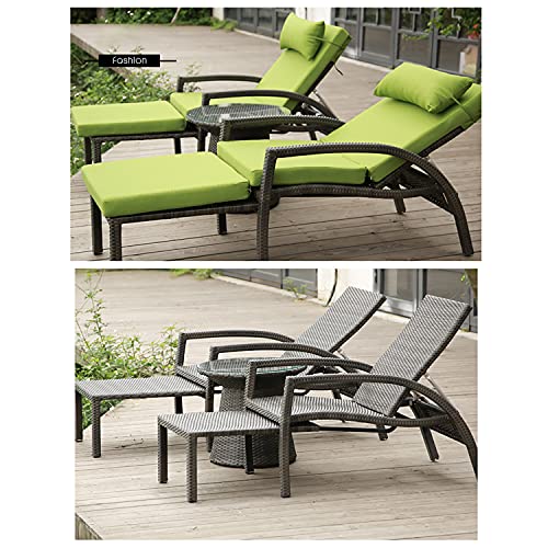 ZDYLM-Y Outdoor Chaise Lounge 2er Set, Verstellbarer Aluminium Rattan Outdoor Pool Lounge Chair mit Bistrotisch… – Bild 4