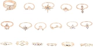 Levemolo Conjunto De Strass De Anel Boêmio 17 Pçs Ternos Femininos Anel Boho Anel De Punho Anel Decorativo Punk Anel Aberto Anel Anel De Joias Anel Feminino Anel Para Abrir Presente Liga