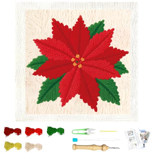 Image of BEUNITONE Punch Needle Kit for Beginners Adults Easy Craft Needlepoint Embroidery Kit for Adults with Instruction Hoop Tufting for Coaster DIY Making, Art Craft Supplies for Wall Hanging 9.4x9.4 inch