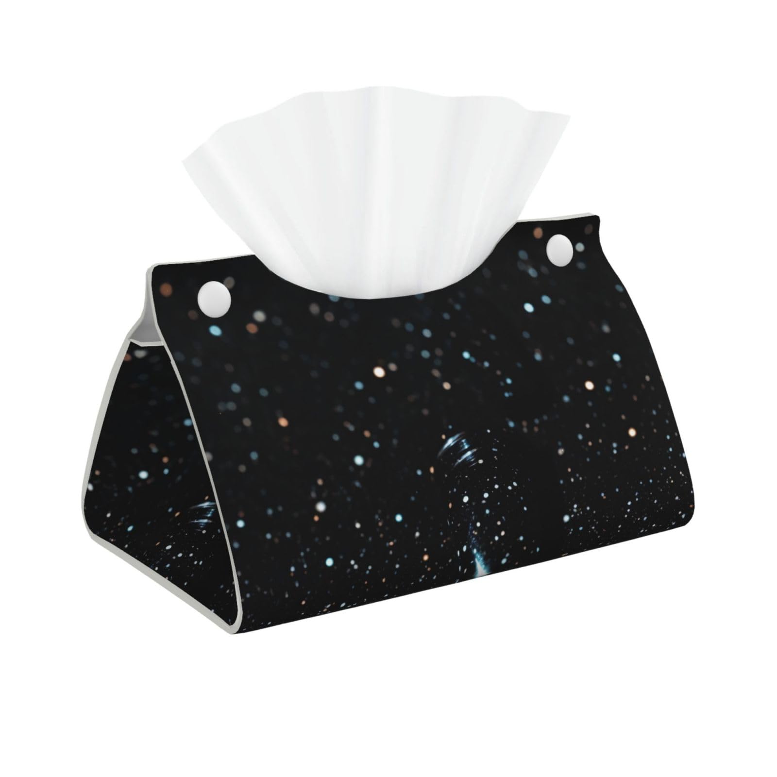 black glitter Print Tissue Box Cover Foldable Tissue Storage Box Leather Tissue Cube Box Holder for Living Room Bedroom Office Car Home Decor