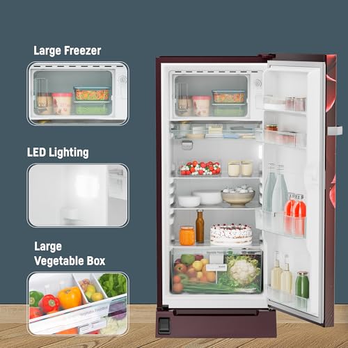 Image of Liebherr 191L 5 Star Inverter, Direct Cool Single Door Refrigerator, Handsfree, Foot Pedal, Base Drawer,Bar Handle, 20 Years Warranty on Compressor, Freezer 22 L, Vegetable Organiser, Red (2024 Model)