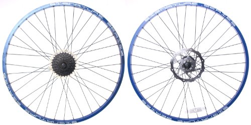 DUNLOP SPORT PAIR 26' MOUNTAIN BIKE WHEELS BLUE RIM DISC BRAKE 6 SPEED CHEAP