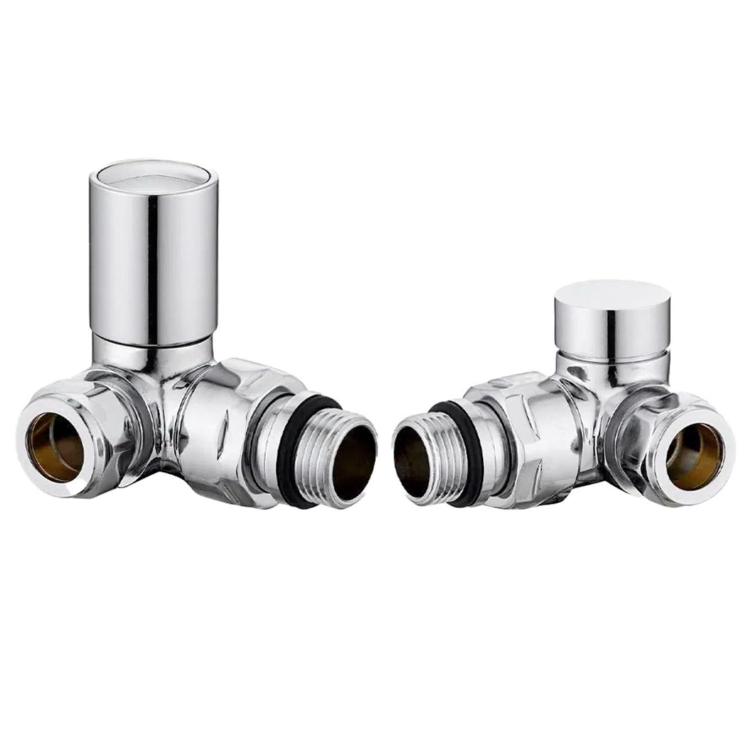 Go Bathrooms Chrome Corner Radiator Valves Set of 2 Round Top Radiator Valves Central Heating Radiator Heated Towel Rail Valves Pair of 15mm 1/2 inch Corner Set Chrome