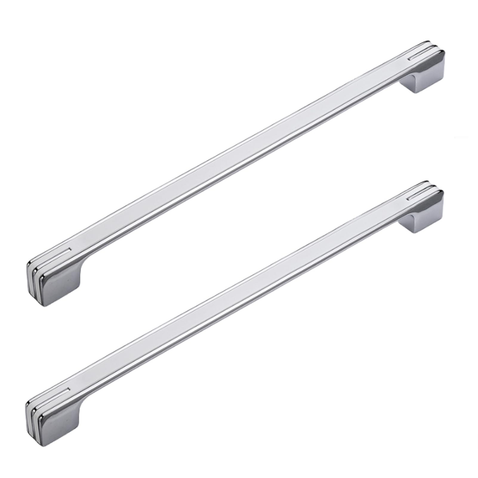 2 Pack Cabinet Handles Modern Furniture Handles Kitchen Drawer Handle Cupboard Handle Zinc Alloy Wardrobes Door Handles for Kitchen Cupboards Bathroom Dresser Cabinet (Bright Chrome+White,Pitch:320mm)