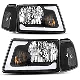 ALZIRIA Headlight Assembly LED Day Running Light Fit For 2001 2002 2003 2004 2005 2006 2007 2008 2009 2010 2011 Ford Ranger with Corner Light Driver and Passenger Side