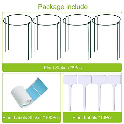 IPSXP Plant Support Stake, 8-Pack Half Round Metal Garden Plant Supports, Green Garden Plant Support Ring, Garden Border Supports, Plant Support Ring Cage for Tomato, Roses, Hydrangea, Flowers Vine - Thumbnail 4