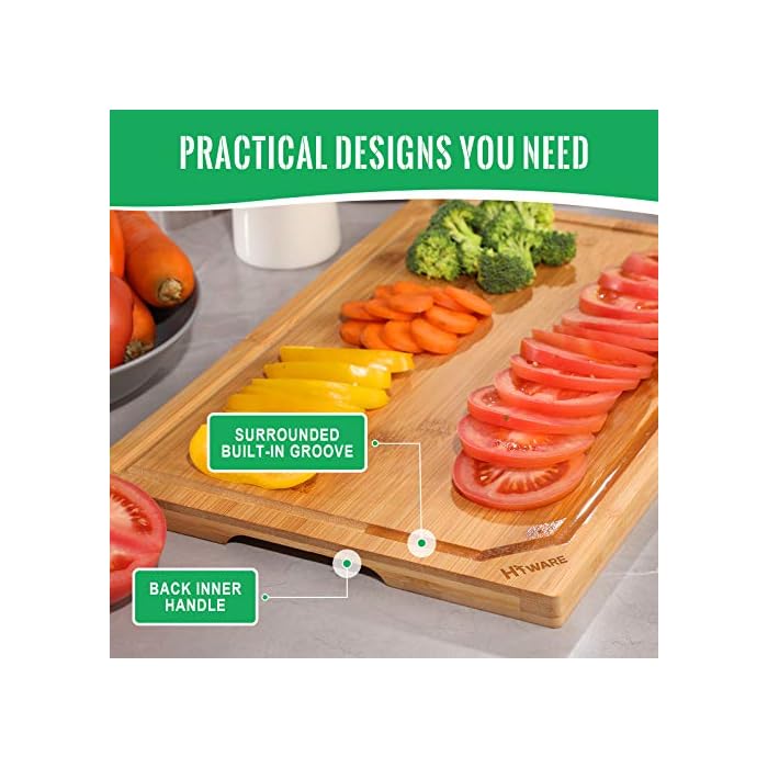Hiware Extra Large Bamboo Cutting Board for Kitchen, Heavy Duty Wood