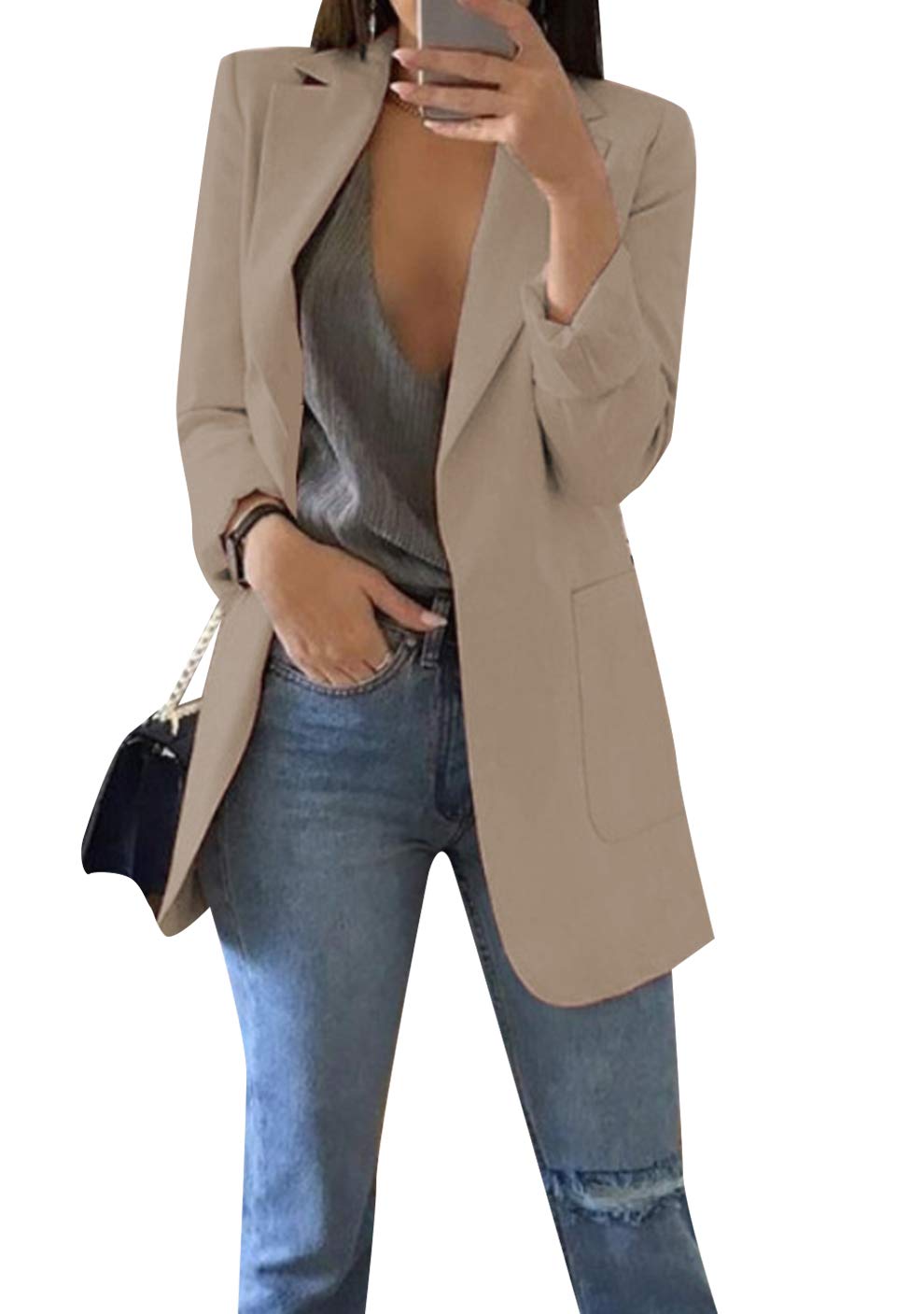 Women Casual Loose Fit Long Sleeve Blazer Cardigan Fashion Plus Size Work Blazer